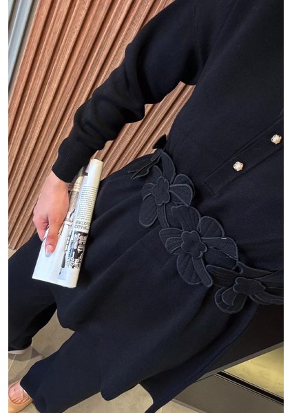 Papatya Aplikeli Tunik Pantolon Triko Tesettür Ikili Takım (S,m,l,xl Uyumludur) P-00018184 modelleri