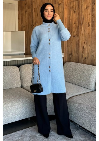 Gold Düğmeli Tesettür Yumoş Triko Hırka P-00018377