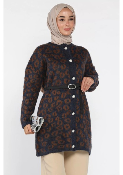Desenli Kemer Aksesuarlı Tesettür Triko Hırka P-00018376 fiyatları