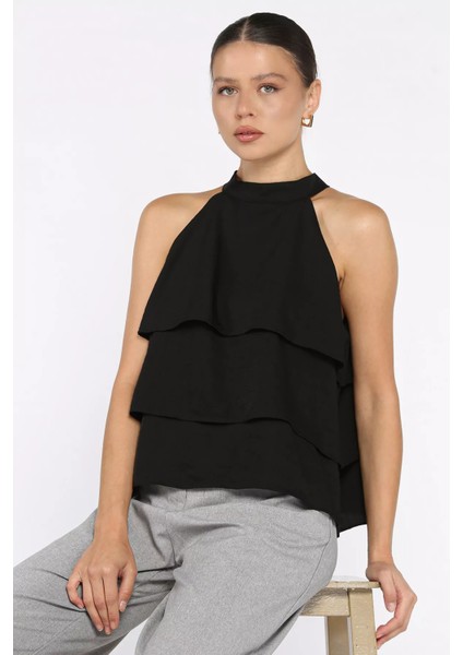 Kadın Sıfır Kol Kat Kat Bluz P-00018036