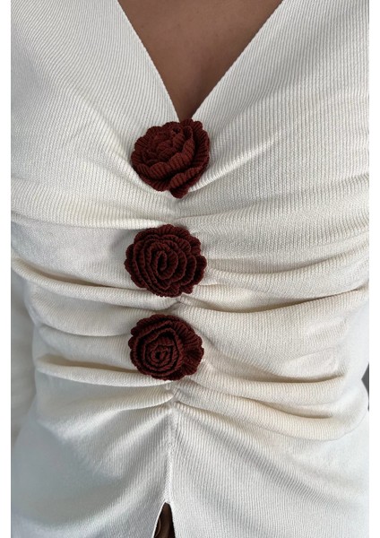 Ön Gül Detaylı Triko Bluz P-00018209 fırsatları