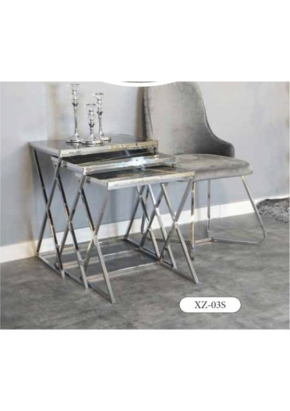 Mim Siyah Mermer - Gümüş x Zigon Sehpa