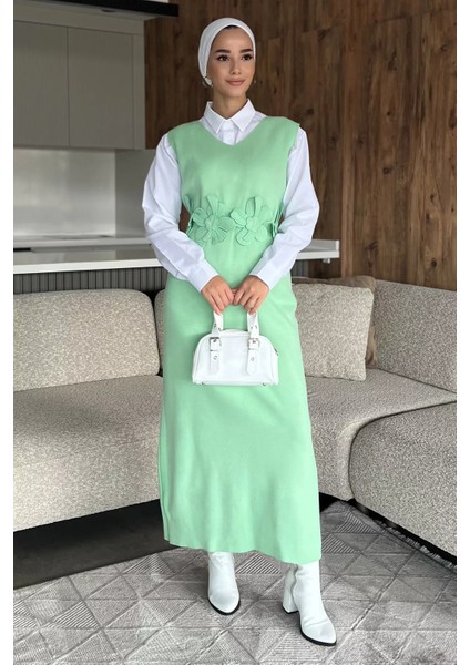 Gül Figürlü Triko Elbise Gömlek Tesettür Ikili Takım P-00018381 fiyatları