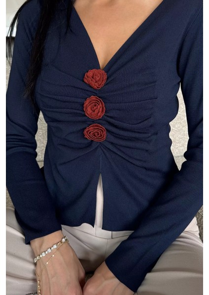 Ön Gül Detaylı Triko Bluz P-00018209 modelleri