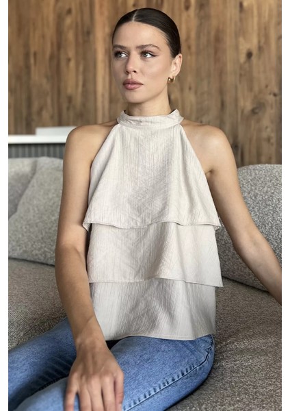 Kadın Sıfır Kol Kat Kat Bluz P-00018036