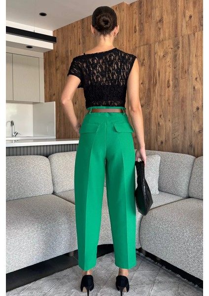 Kadın Kemer Aksesuarlı Yüksek Bel Havuç Pantolon P-00018035 modelleri