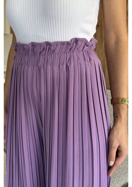 Kadın Bel Lastikli Piliseli Bol Kesim Pantolon P-00018022 fırsatları