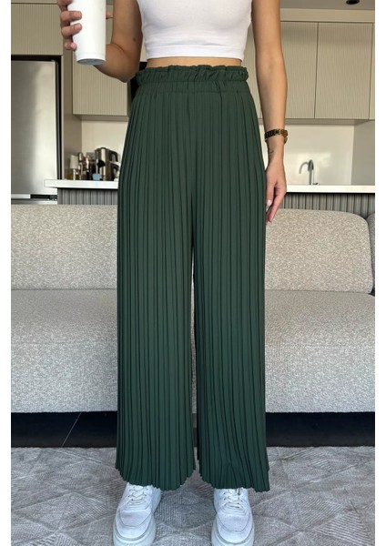 Kadın Bel Lastikli Piliseli Bol Kesim Pantolon P-00018022