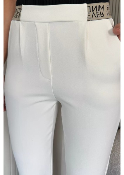 Bel Lastikli Yazı Detaylı Slim Fit Kumaş Pantolon P-00018014 fırsatları