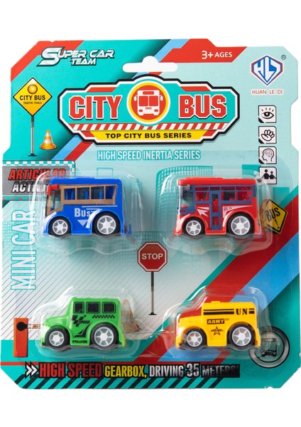 4lü Mini Renkli Plastik Oyuncak Araba