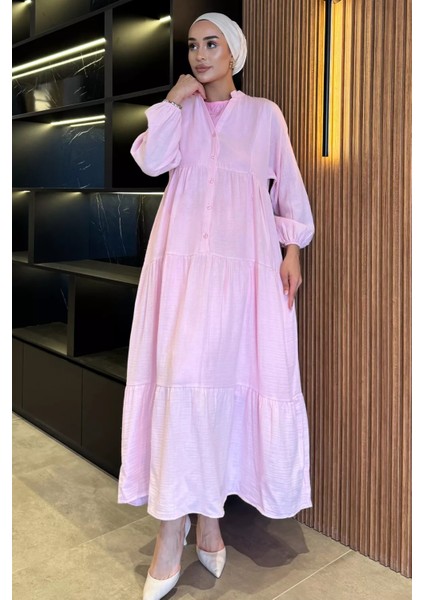 Ön Düğmeli Mevsimlik Tesettür Elbise P-00018173