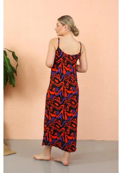 Moda Kadın Ip Askılı Yırtmaçlı Uzun Siyah Gecelik modelleri