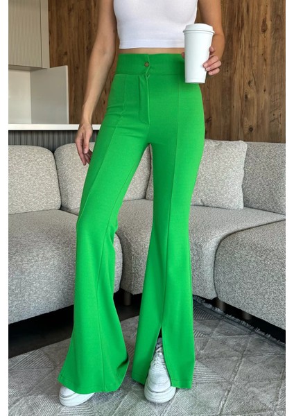 Paça Yırtmaçlı Palazzo Slim Fit Kumaş Pantolon P-00018030