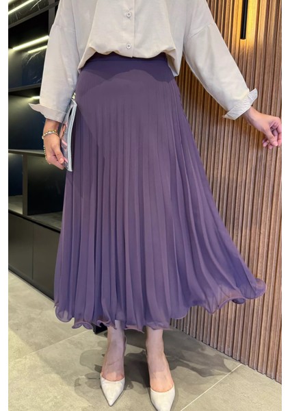 Pileli Şifon Tesettür Etek P-00018003