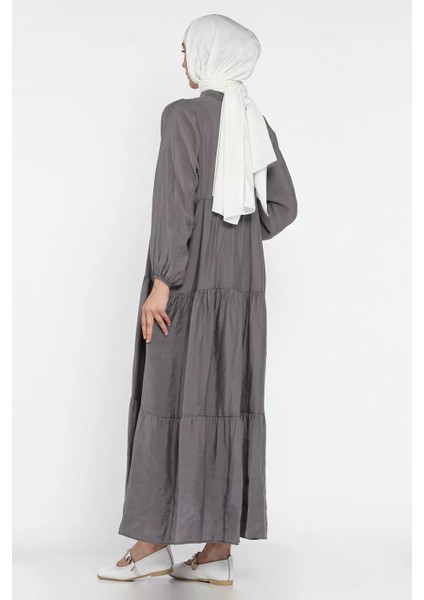 Ön Düğmeli Dökümlü Mevsimlik Tesettür Elbise P-00018176 modelleri