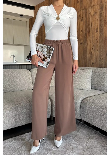 Kadın Bol Paça Bel Lastikli Kumaş Pantolon P-00018018 fiyatları