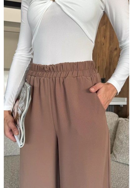 Kadın Bol Paça Bel Lastikli Kumaş Pantolon P-00018018 fırsatları