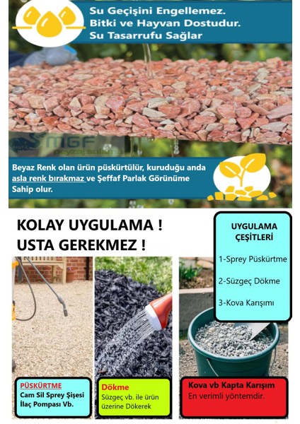 Mgf 5 Litre. Taş, Çakıl, Kabuk Bağlayıcı Sabitleyici Yapıştırıcı Taş Reçinesi fiyatları