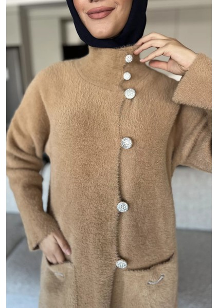 Çift Cepli Taşlı Düğmeli Tesettür Yumoş Triko Ceket (S-M-L-Xl Beden Uyumludur.) P-00018073 modelleri