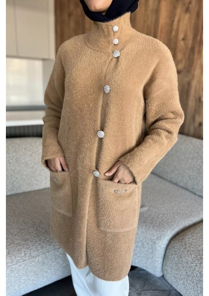 Çift Cepli Taşlı Düğmeli Tesettür Yumoş Triko Ceket (S-M-L-Xl Beden Uyumludur.) P-00018073 fırsatları