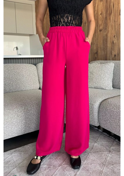 Kadın Bol Paça Bel Lastikli Kumaş Pantolon P-00018018 fiyatları
