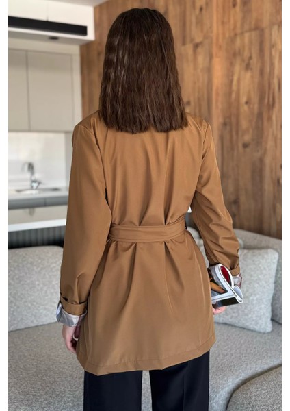 Kadın Ön Düğmeli Bel Kuşaklı Trençkot P-00018017 fırsatları