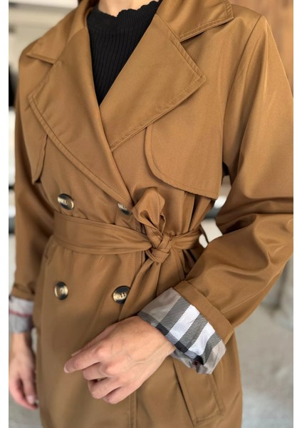 Kadın Ön Düğmeli Bel Kuşaklı Trençkot P-00018017 indirimleri