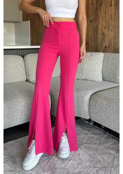 Paça Yırtmaçlı Palazzo Slim Fit Kumaş Pantolon P-00018030