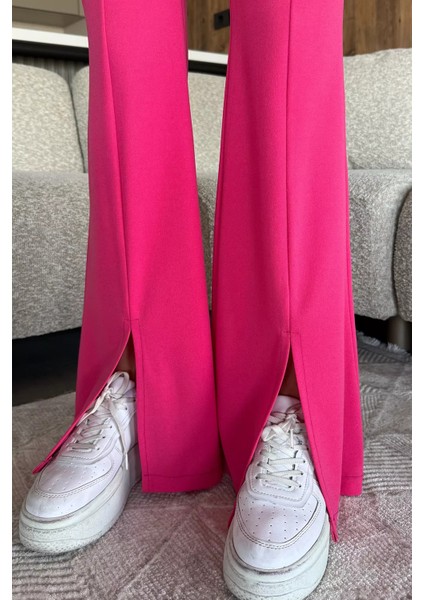 Paça Yırtmaçlı Palazzo Slim Fit Kumaş Pantolon P-00018030 fırsatları