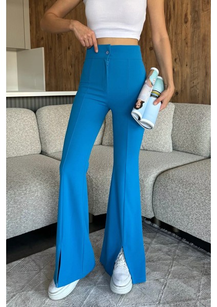 Paça Yırtmaçlı Palazzo Slim Fit Kumaş Pantolon P-00018030