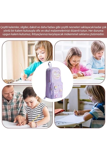 Ally Kawaii Büyük Kapasiteli Tuval Kalemlik Çantası Kızlar Için Kılıf Tutucu Kalem KUTUSU-(5775) modelleri