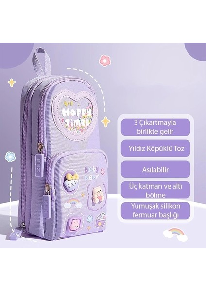 Ally Kawaii Büyük Kapasiteli Tuval Kalemlik Çantası Kızlar Için Kılıf Tutucu Kalem KUTUSU-(5775) fırsatları