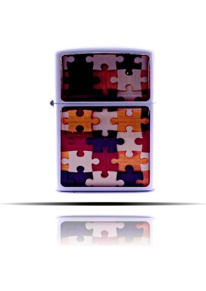 Puzzle Desenli Beyaz Benzinli Çakmak fiyatları