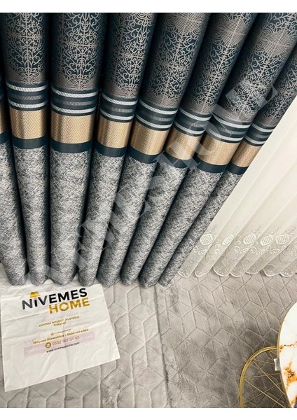 Nivemeshome Monza V-22003 Lagün Klasik 1/3 Sık Pileli Fon Perde Apm indirimleri