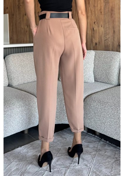 Kadın Kemer Aksesuarlı Duble Paça Pantolon P-00018025 modelleri