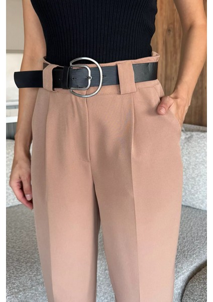 Kadın Kemer Aksesuarlı Duble Paça Pantolon P-00018025 fırsatları