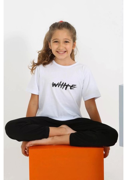 Moda Kız Çocuk Kısa Kol Beyaz Penye Pijama Takım modelleri