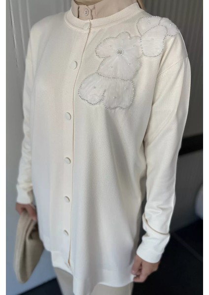 Çiçek Figürlü Ön Düğmeli Tesettür Triko Hırka (S-M-L-Xl Beden Uyumludur.) P-00018076 fiyatları