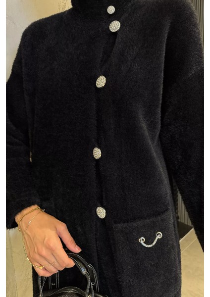 Çift Cepli Taşlı Düğmeli Tesettür Yumoş Triko Ceket (S-M-L-Xl Beden Uyumludur.) P-00018073 modelleri