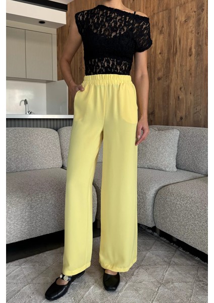 Kadın Bol Paça Bel Lastikli Kumaş Pantolon P-00018018 fiyatları