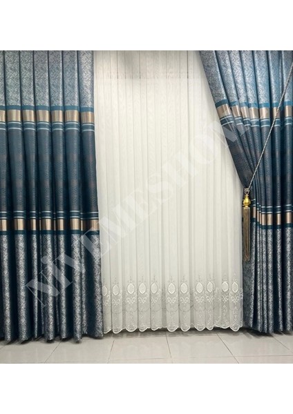 Nivemeshome Monza V-22003 Lagün Klasik 1/3 Sık Pileli Fon Perde Apm