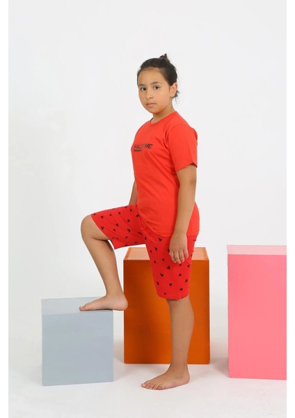 Moda Kız Çocuk Şortlu Kısa Kol Penye Pijama Takım fırsatları