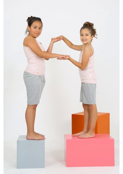 Moda Kız Çocuk Ip Askılı Şortlu Penye Pembe Pijama Takım indirimleri