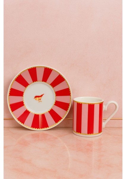 6 Kişilik Porselen Yaldızlı Lovely Birds Özel Tasarım Pembe Kuşlu Kahve Fincan Takımı Seti 100ML fiyatları