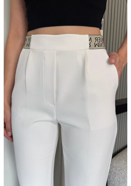 Bel Lastikli Yazı Detaylı Slim Fit Kumaş Pantolon P-00018014 fırsatları