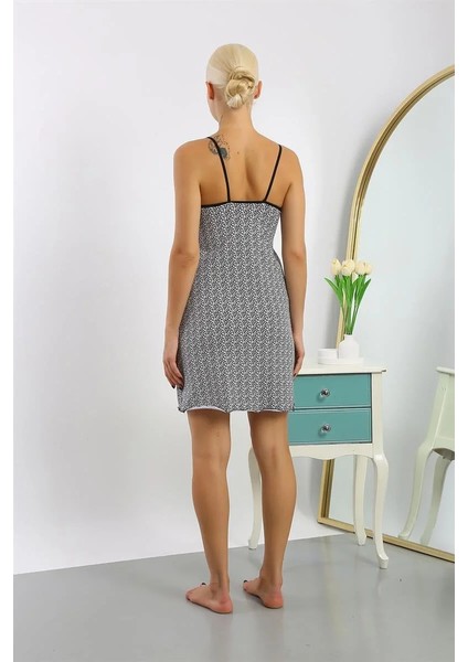 Moda Kadın Penye Desenli Ip Askılı Gecelik fırsatları