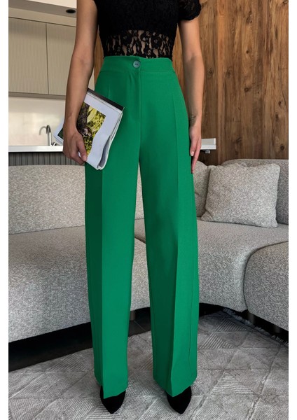 Kadın Bol Paça Kumaş Pantolon P-00018009