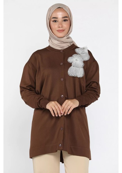 Çiçek Figürlü Ön Düğmeli Tesettür Triko Hırka (S-M-L-Xl Beden Uyumludur.) P-00018076 fiyatları