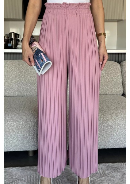 Kadın Bel Lastikli Piliseli Bol Kesim Pantolon P-00018022