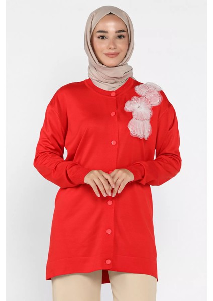 Çiçek Figürlü Ön Düğmeli Tesettür Triko Hırka (S-M-L-Xl Beden Uyumludur.) P-00018076 fiyatları